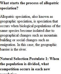 Week 5 Speciation Assignment